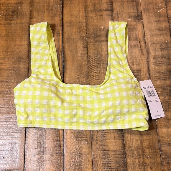 NWT Roxy Women’s Lime Green Swim Top SZ Medium - Picture 3 of 9